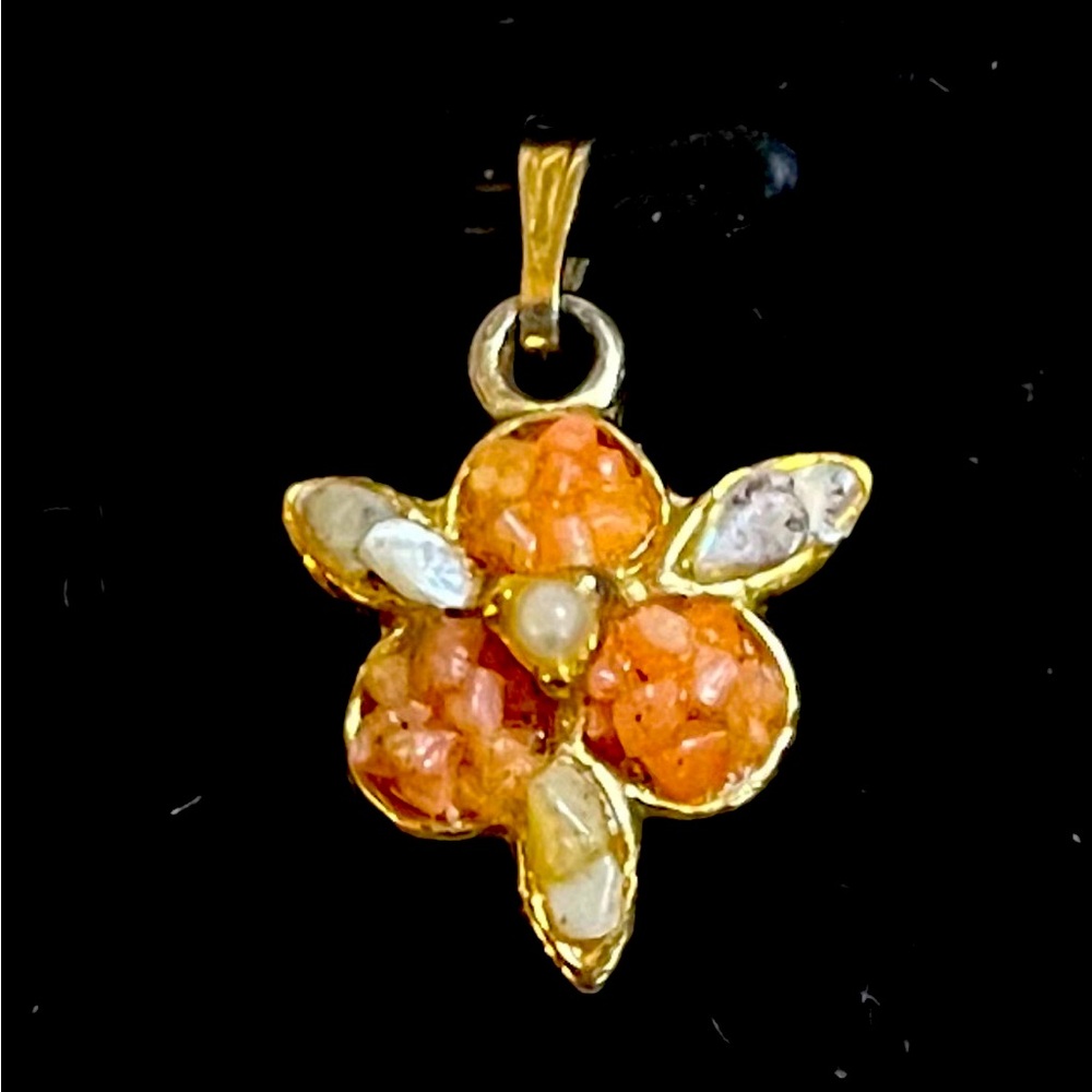Gold Plated Flower Coral Pearl Pendant